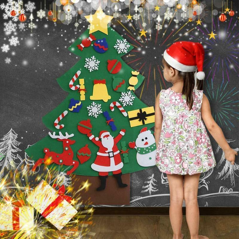 

DIY Felt Christmas Tree With Ornaments Kids Children New Year Gifts Wall Hanging Handmade Christmas Decoration for Home Santa1