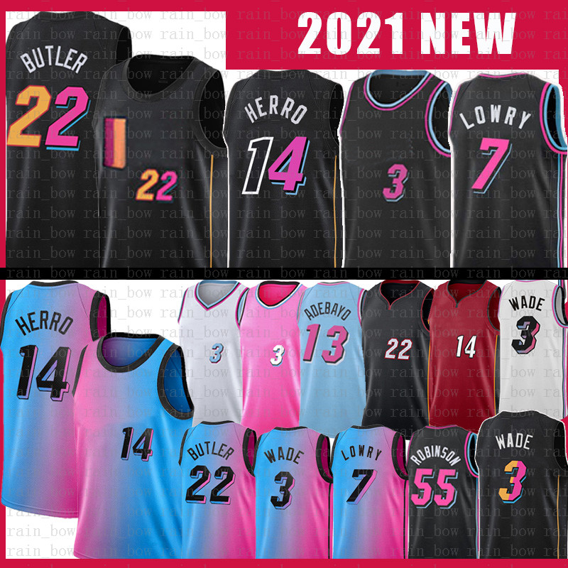 

Jimmy Butler Tyler Herro Basketball Jersey 7 3 22 14 Kyle Lowry Dwayne Dwyane Wade Bam Adebayo Robinson 75th anniversary 13 55 Jerseys
