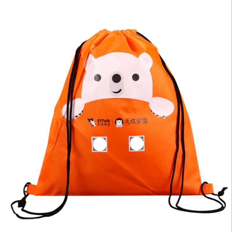 

The Customized Logo Cute cartoon bear animation pattern Of polyester Drawstring Bags Anniversary Gift Bag Sport Storage Bag