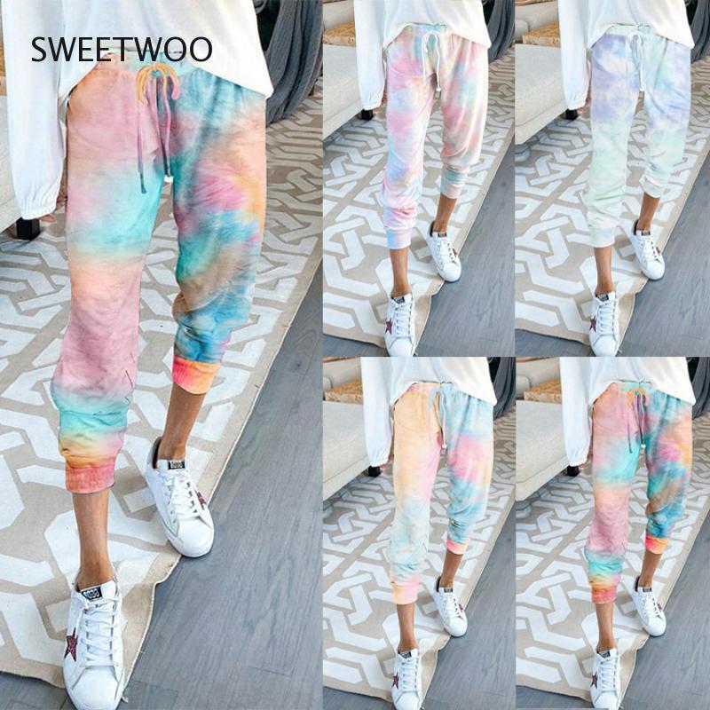 

Women Joggers Streetwear Trousers High Waist Tie Dye Harajuku Pants Loose Wide Leg Sweat Pants Femme Streetwear Trousers -5XL, Blue green
