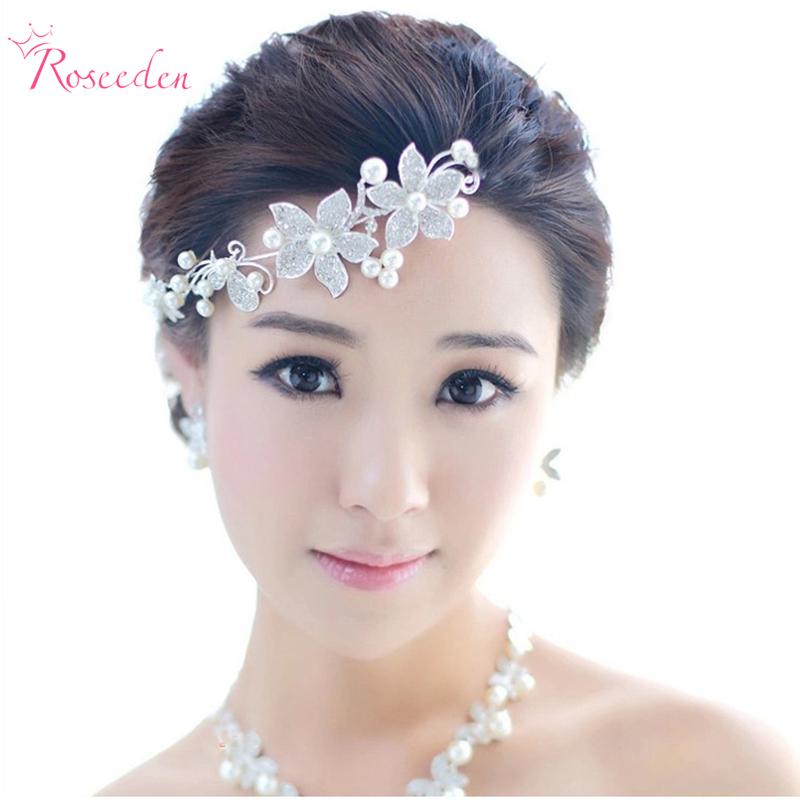 

2021 Hight quality Women Wedding Pearl Tiaras Jewelry Fashion Crystal Hair Accessories Flowers Pearl Hairpin for Bridal RE184