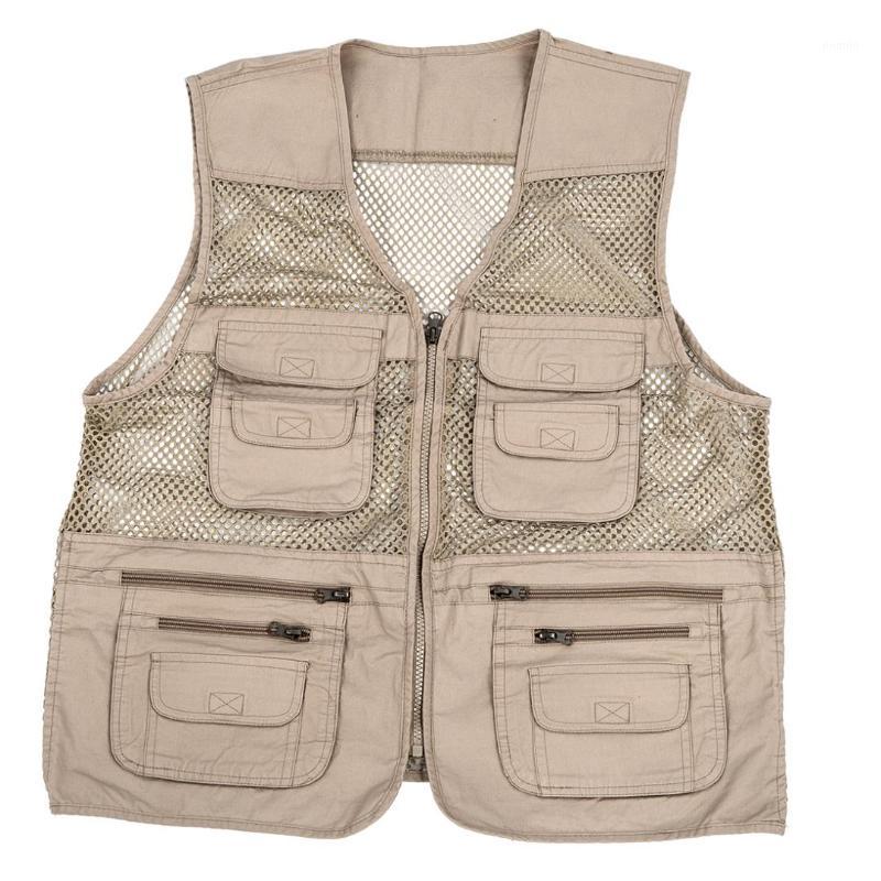 

mens utility multi pockets hunting fishing shooting hiking vest waistcoat1, Beige