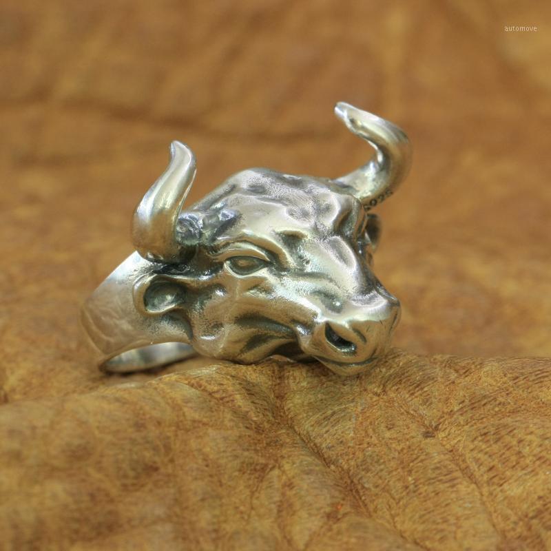 

925 Sterling Silver Bull Ring Mens Biker Rock Punk Ring TA198 US Size 7~151