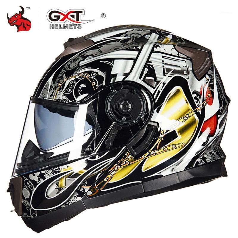 

GXT Flip Up Motorcycle Helmet Motorbike Modular Dual Lens Motocross Moto Helmet Crash Full Face Helmets Casco Moto Casque1, Gxt 902 c4