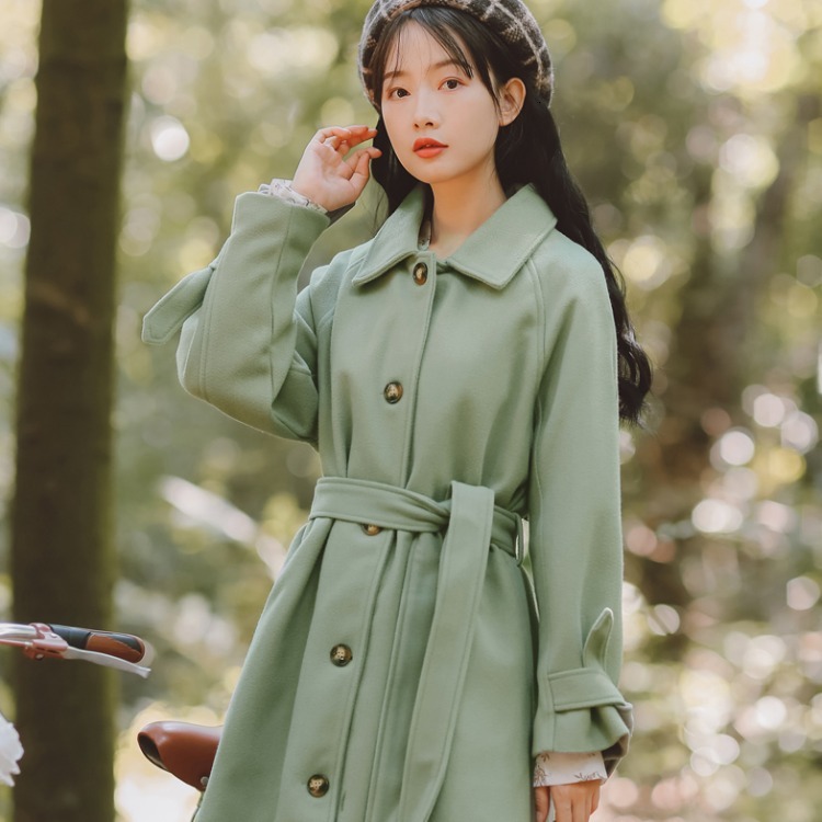 

2021 Autumn New Furry Medium-length Woman's Literary Art Coat and Winter Store Women's Clothes G1RE, Green