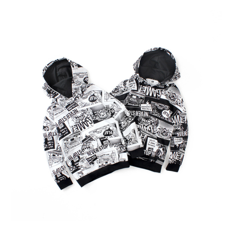 

kids hoodies spring autumn Boys Sweatshirts Harajuku Hoodie for Teenagers Letter Prints Kids Hoodies Clothing Fashion Top LJ201012, Black