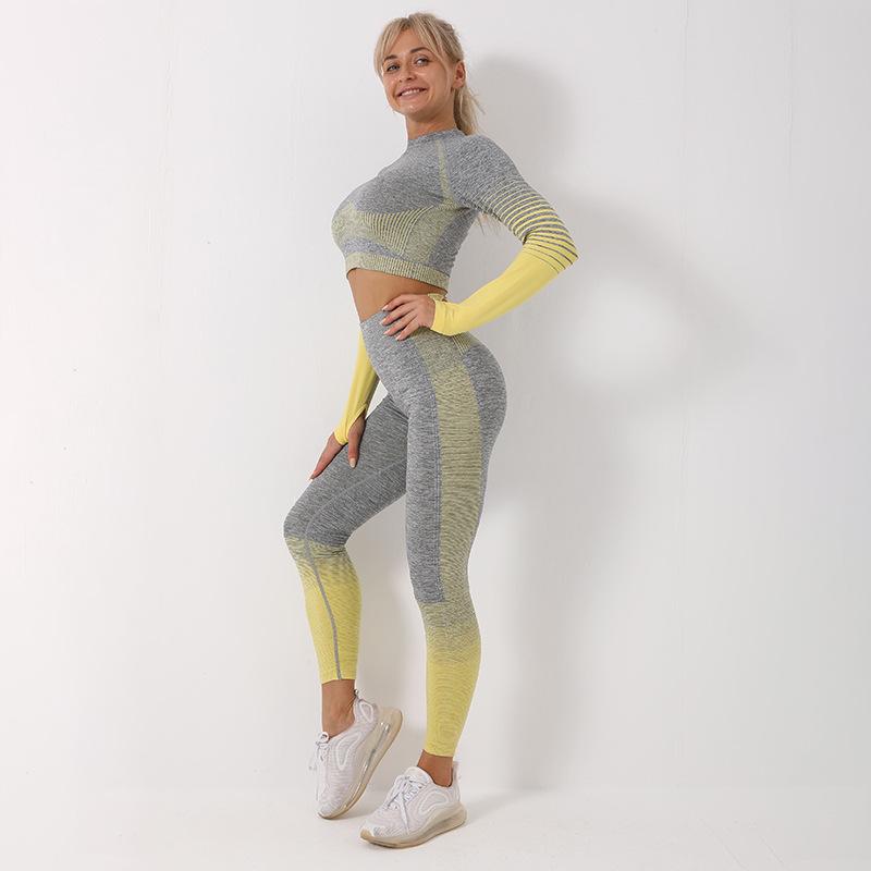 

Seamless Women Yoga Set Workout Sportswear Gym Clothing Fitness Long Sleeve Crop Top High Waist Leggings Sports Suits ropa mujer, Shirt and pants