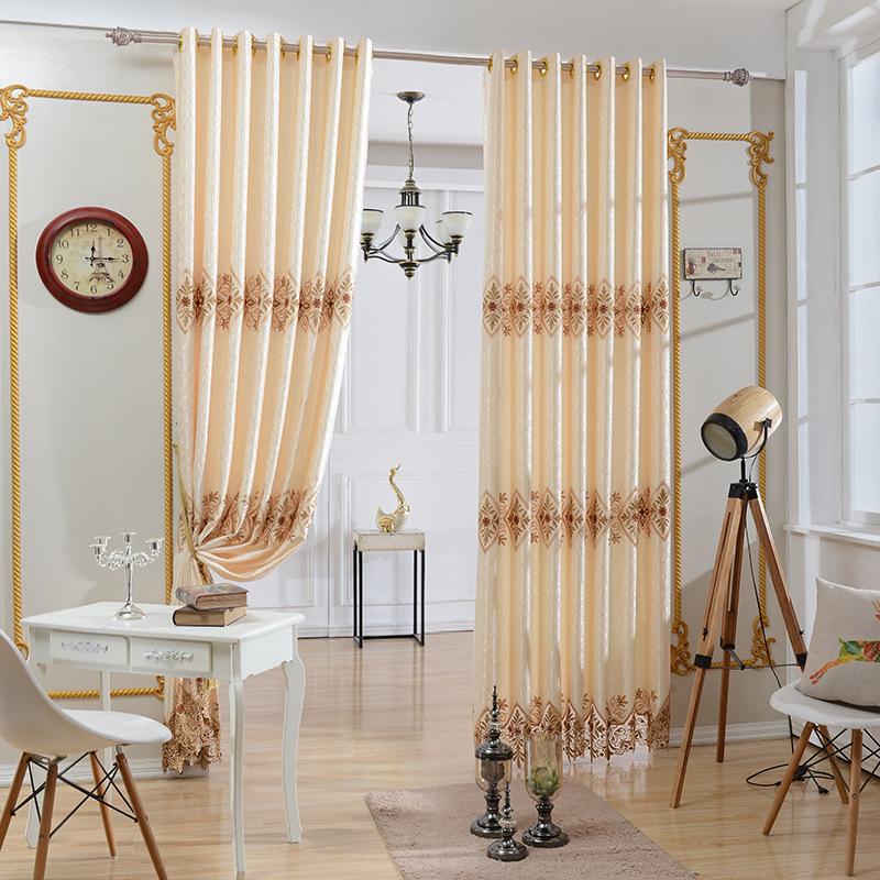 

Factory direct sales of high-precision high-end embroidered blackout curtain fabric Nordic custom living room bedroom hotel