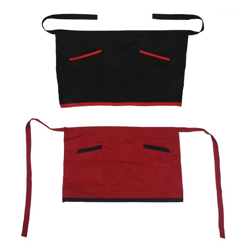 

2 Pcs Universal Half Short Apron for Kitchen Cooking Bar Cafe Pub Waiter - Black & Red1