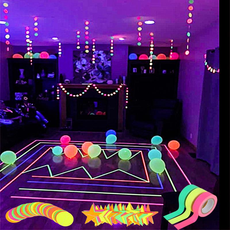 

1ps Luminous Tape Neon Paper Garland hanging Dot Star Glow in the dark Neon Tape Birthday Wedding Supplies Glow Party Decoration
