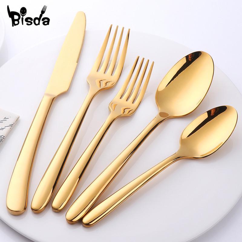 

Gold Flatware Set 18/10 Stainless Steel Dinnerware Western Tableware Set Mirror Polish Silverware Gold Knife fork1