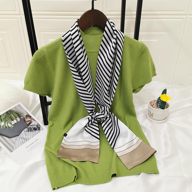 

2020 Summer INS New Style Long Scarves Women's Business Department Decoration Satin Imitated Silk Fabric Neckerchief Top Grade G