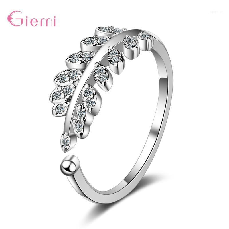 

Original 925 Sterling Silver Female Korean Small Fresh Charms Zircons Leaf Open Literary Olive Branch Ring For Women Girls Hot1
