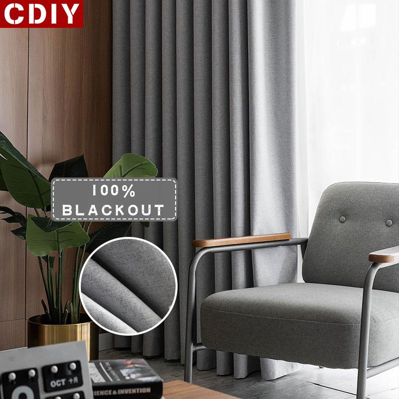 

CDIY 100% Blackout Curtains for Bedroom Living Room Full Light Blocking Window Treatment Thick Modern Drapes Faux Linen Curtain, Matching white tulle