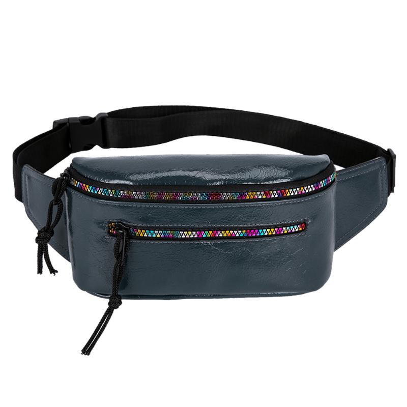 

HBP Fashion Fanny Chest Bag Women Money Waist Belt Purse Phone Pouch Colorful Zipper Leather Casual Crossbody Shoulder Pack BLUE, Black