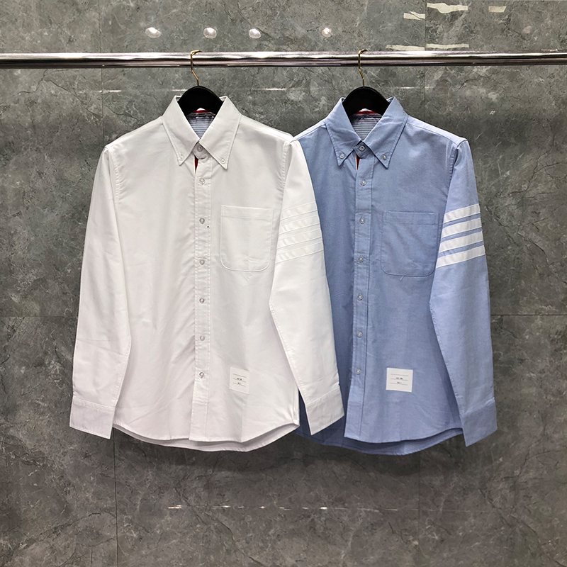 

Long Sleeve Men' Shirt Business Casual Fine Cotton Women' Oversized Blouse Striped White 4-Bar Slim Korean Style High Street Original Designer Shirts