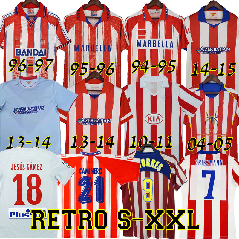 

Retro Soccer Jersey 94 95 96 97 03 04 05 Atletico Classic Vintage Madrid Centenary 13 15 Men jersey football shirt GRIEZMANN F.Torres Simeone Jesus Gamez ARDA COURTOIS, 14-15
