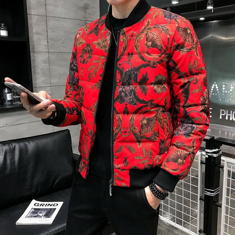 

2020 Flower Graffiti Men Down Jacket Business Casual Prom Outfit Men Plus 5xl Red Print Bomber Jacket Baroque Party Club, As shown in figure