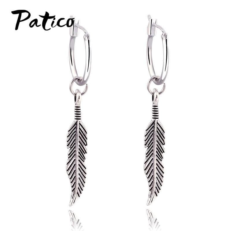 

Creative Bohemian Vintage 925 Sterling Silver Feather Leaves Pendant Leaf Drop Earrings Women Simple Jewelry Brincos Pendientes