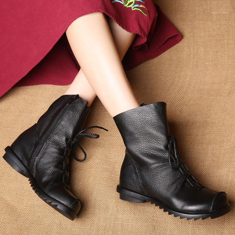 

2019 Genuine Leather Nation Woman Short Boots Head Side Increase Cotton Woman Sole With Increase Cotton1, Black