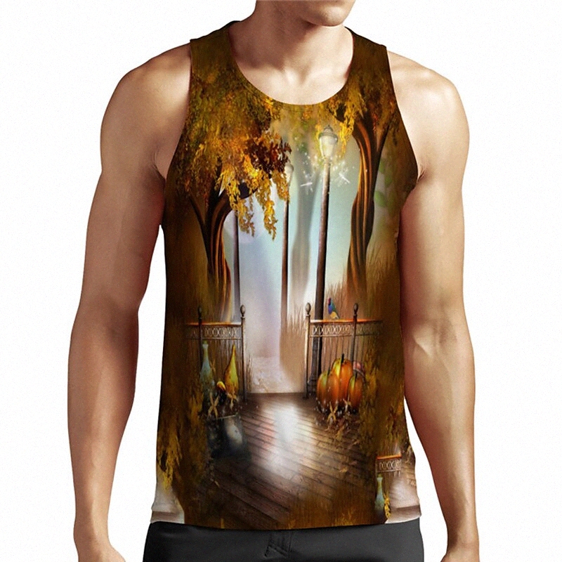 Men's Unisex Tank Top Undershirt 3D Print Graphic Prints Tree Plus Size Round Neck Casual Daily Print Sleeveless Tops Basic Designer Big and