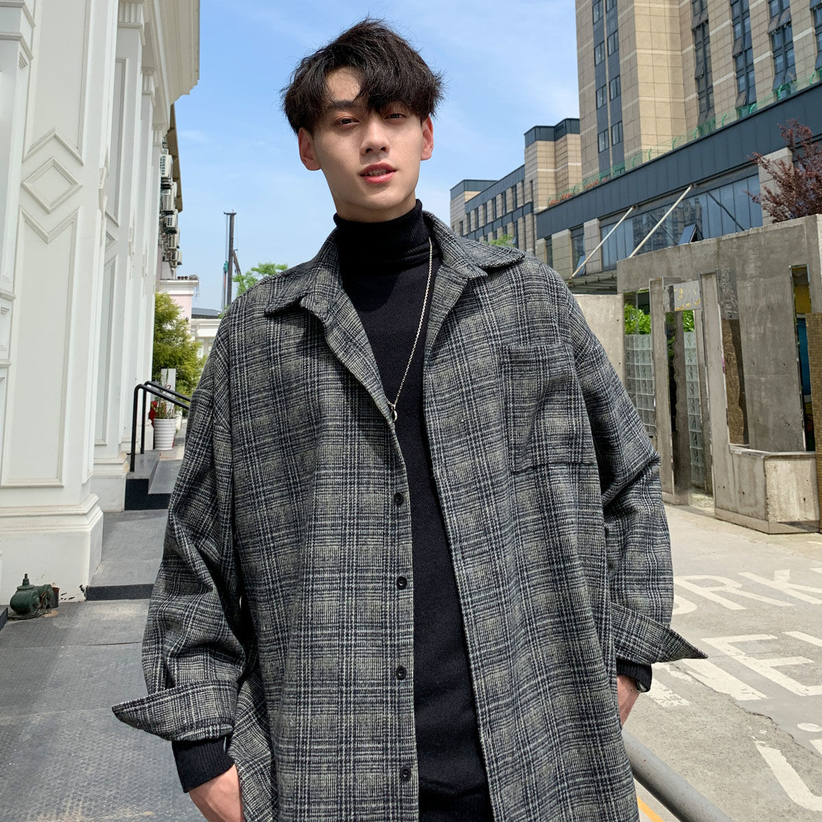 

Men's Shirts Autumn Plaid Thicken Coats Gentleman Loose StreetWear Hip Hop Band High Street New Clothes Jacket Gym, Ginger