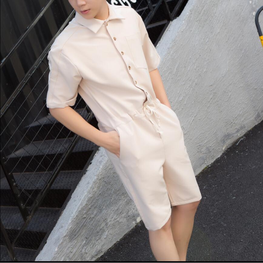 

2020 Loosely Male M-4xl and Female Fashion Couple Short-sleeved Models Shorts Hairstylist Nightclub Singer Overalls J1ur, Dark green.