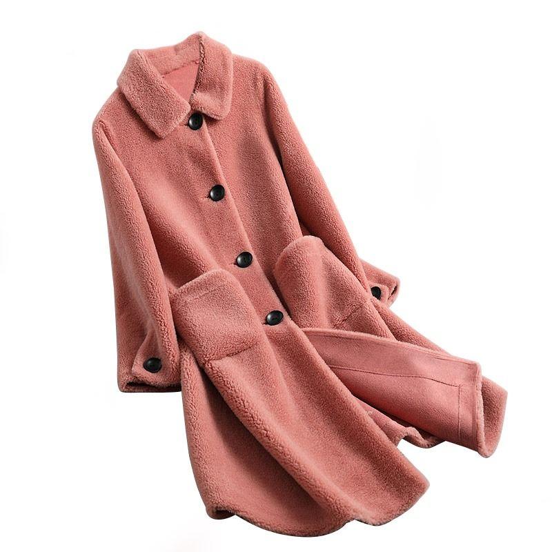 

Women 2021 Winter Fashion Real Lamb Fur Jackets Female Large Size Natural Sheep Shearing Coats Ladies Slim Warm Outwear R55, Gongmise