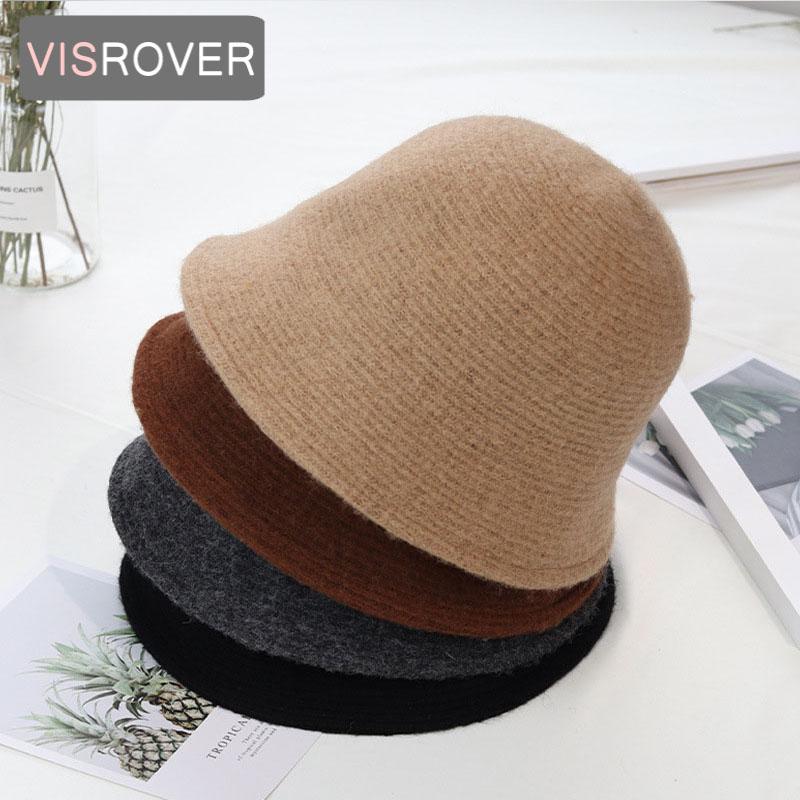

VISROVER 7 colorways wool Winter Bucket cap for Women Autumn big hat cool outdoor sports Aurtumn Winter ladies hat wholesales