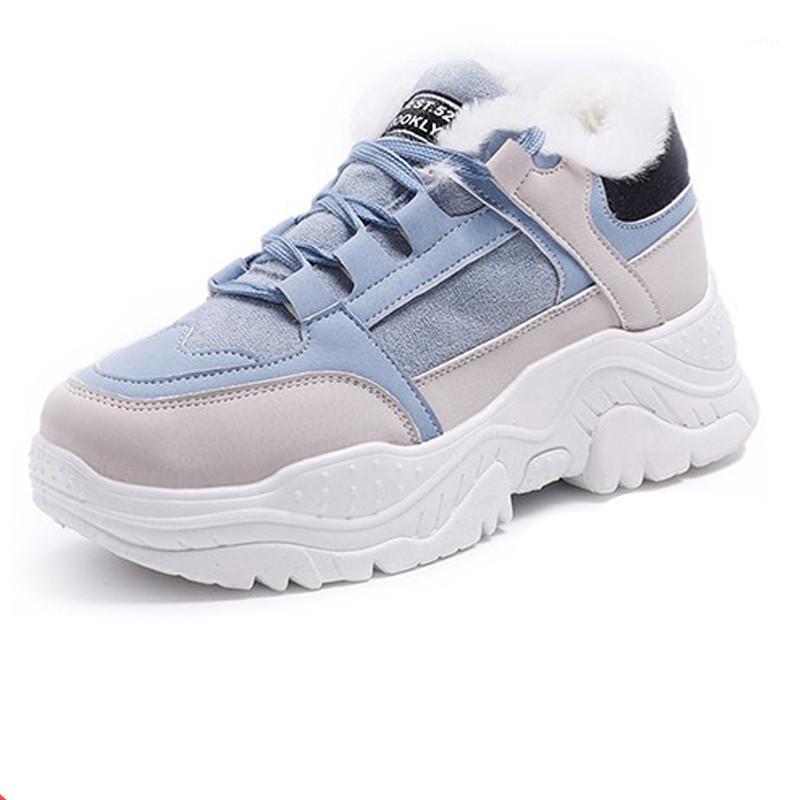 

Winter Warm Fashion Women's Boots with Plush Ladies Casual Sneakers on The Platform; Artificial Suede Women's Winter Boots1, Blue