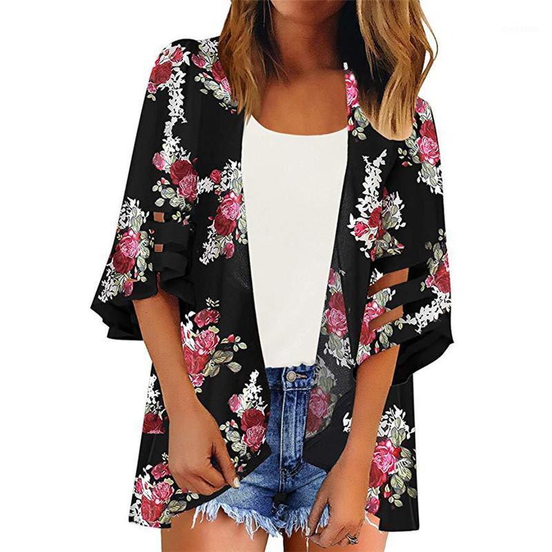 

Summer Beach Wear Top 2020 Women' Printed Sunscreen Cardigan Beach Sunscreen Mesh Stitching Shawl1