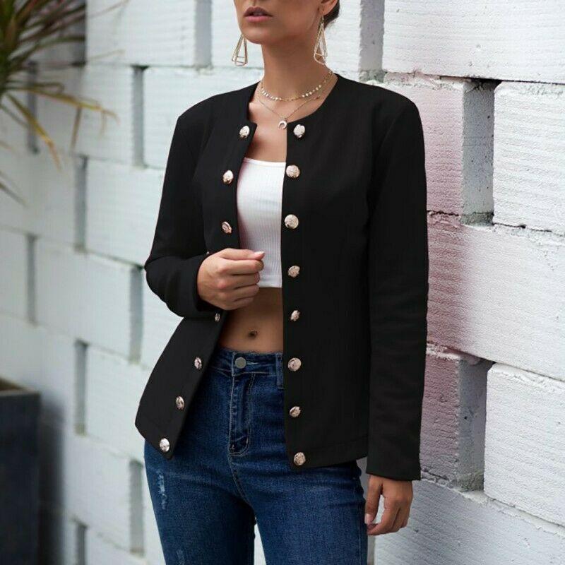 

New Spring Summer Hot Sales Women Blazers Plus Size Fashion Vestido Solid Double Button Small Blazers For Women Larger Outerwear, Black