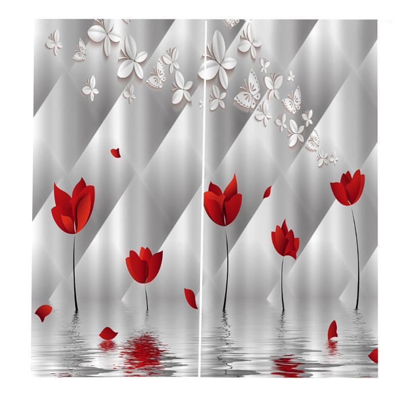 

BJQ-1484Curtain Floral Flowers Printing Door Window Curtains Home decor Bedroom Living room1, Multi