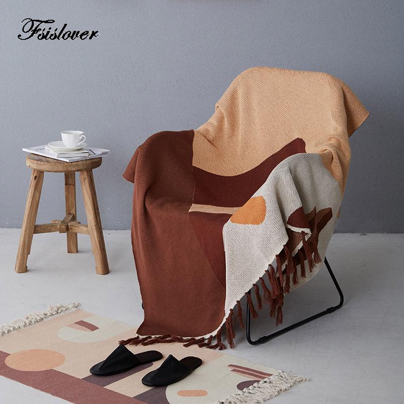 

FSISLOVER New Nordic Soft Throw Travel Manta Blanket For Bed Sofa Cotton ins Stylish Blanket Slipcover Cobertor for Plane Travel