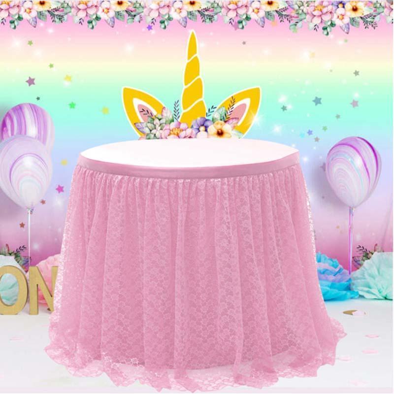

Lace Tulle Table Skirt Tutu Table Skirts Tableware for Wedding Birthday Party Decoration Home Banquet Baby Shower Party Supplies1