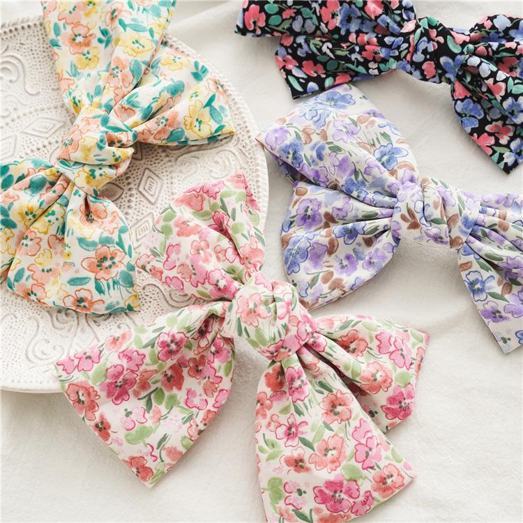 

New Fashion Beautiful Cloth Sweet Flowers Chiffon Big Bow Hairpin Ponytail Barrettes Women Girls Hair Accessoriesr Headwear
