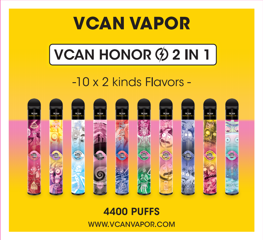 

Top selling Authentic VCAN disposable vape pen vcan honor 2 in 1 with 4400puffs Double from vcan Sean