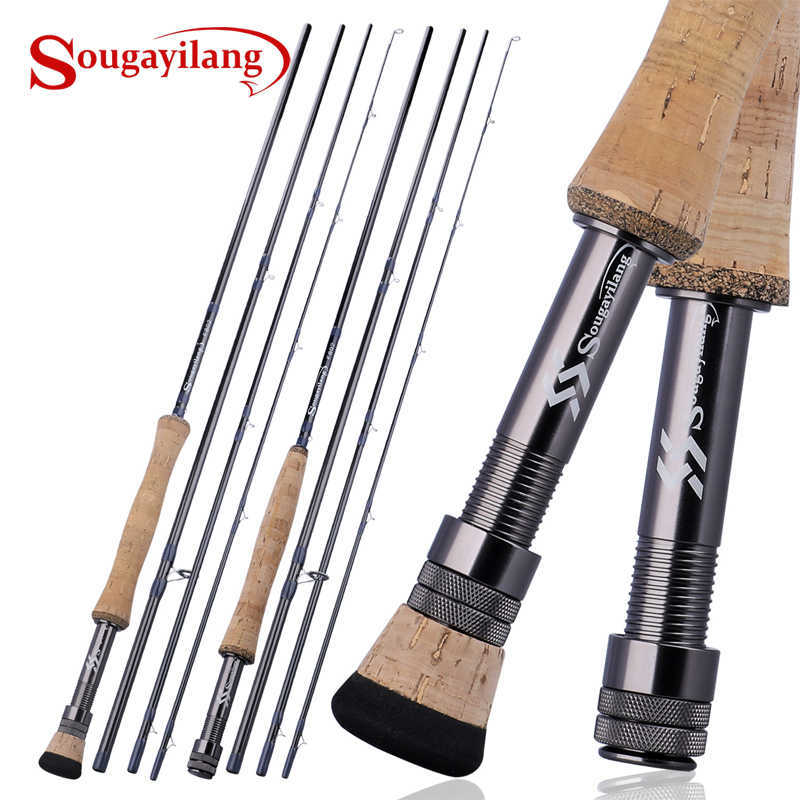 

Sougayilang 2.7M Fly Fishing Rod 4 Section EVA / Metal Handle Carbon Fiber for Lake River Tackles 220110