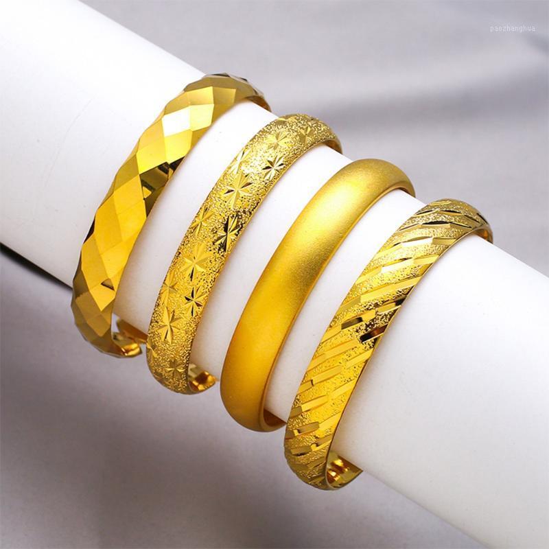 

Bangle Solid Cuff Women Bracelet Yellow Gold Filled Classic Jewelry Gift Simple Style For Wedding Party, Black