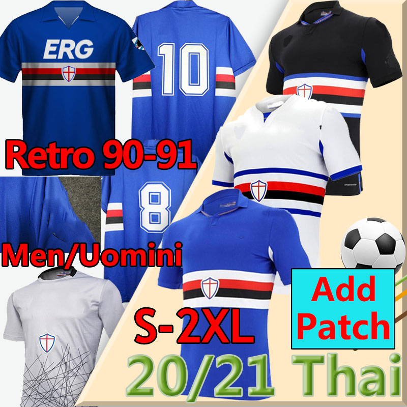 

20 21 Sampdoria soccer jersey Bonazzoli Candreva retro 1990 1991 SAMPDORIA vintage classic Mancini Vialli Cerezo Attilio Lombardo football, Sangpuduoliya 90 91