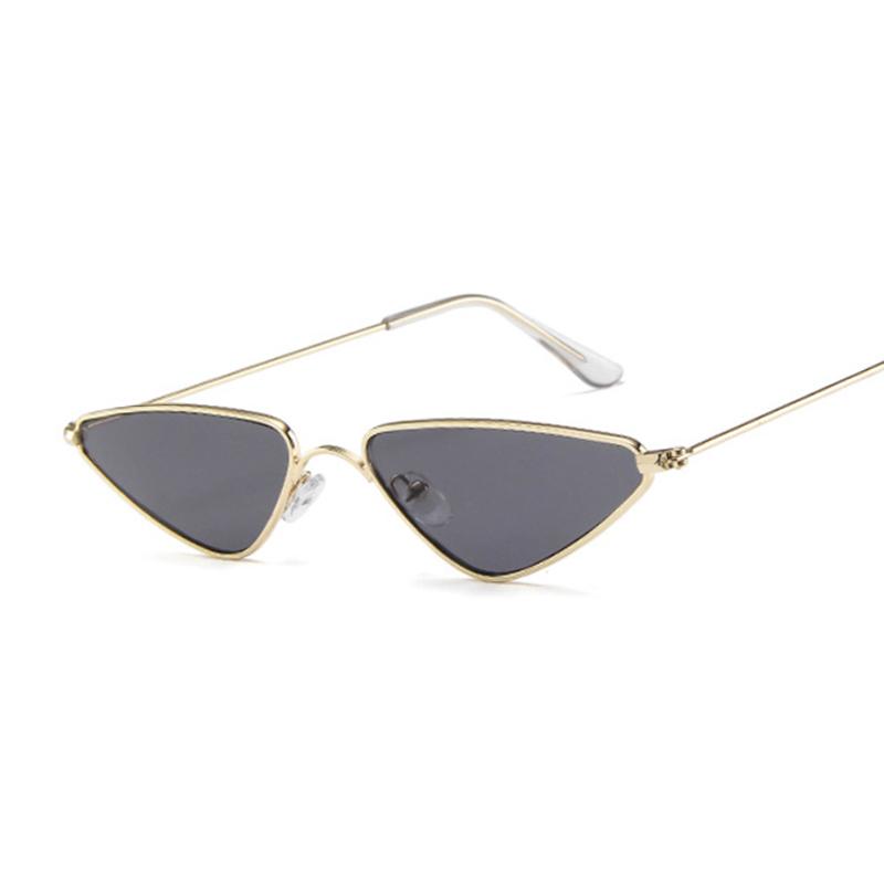 

Sunglasses Vintage Brand Metal Small Women Cat Eye Sun Glasses Shades For Female Retro Triangle Ocean Mirror
