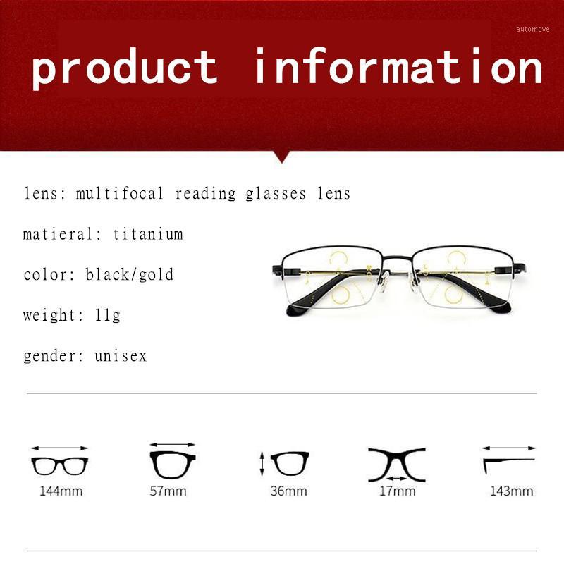 

2020 Metal Multifocal Reading Glasses Progressive Bifocal Anti Blue Ray UV Protect Presbyopic Glasses Half Frame Men Women1