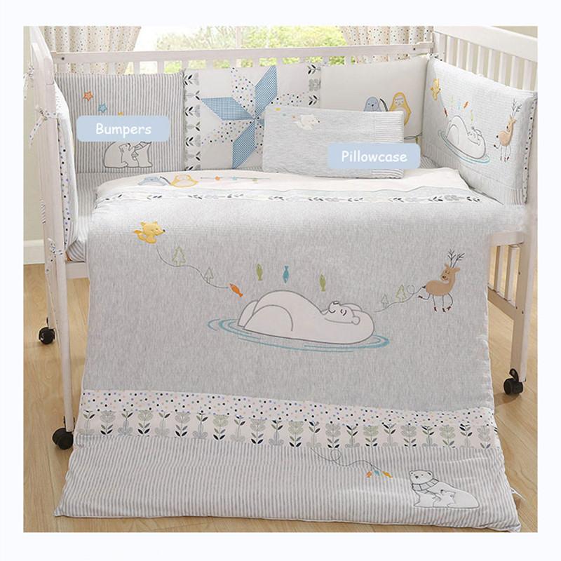 

Cute Bear Cotton Baby Crib Bumpers Bedding Sets Collision Proof Newborn Bed Bumper Soft Breathable Cot Sheet Pillow Duvet Unisex, Red