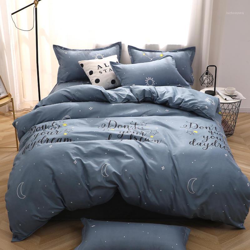 

Moon Star Printed Bedding set Single Double King Size Soft Duvet Cover Set 3/4pcs with pillowcase Modern of Home Bedclothes1, Zhengongchang011
