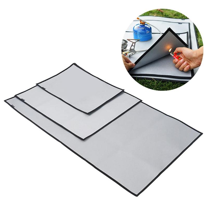 

S/M/L Camping Fireproof Grill Mat Cloth Flame Retardant Ember Mat Blanket Heat Insulation Pad for Outdoors Picnic Barbecue