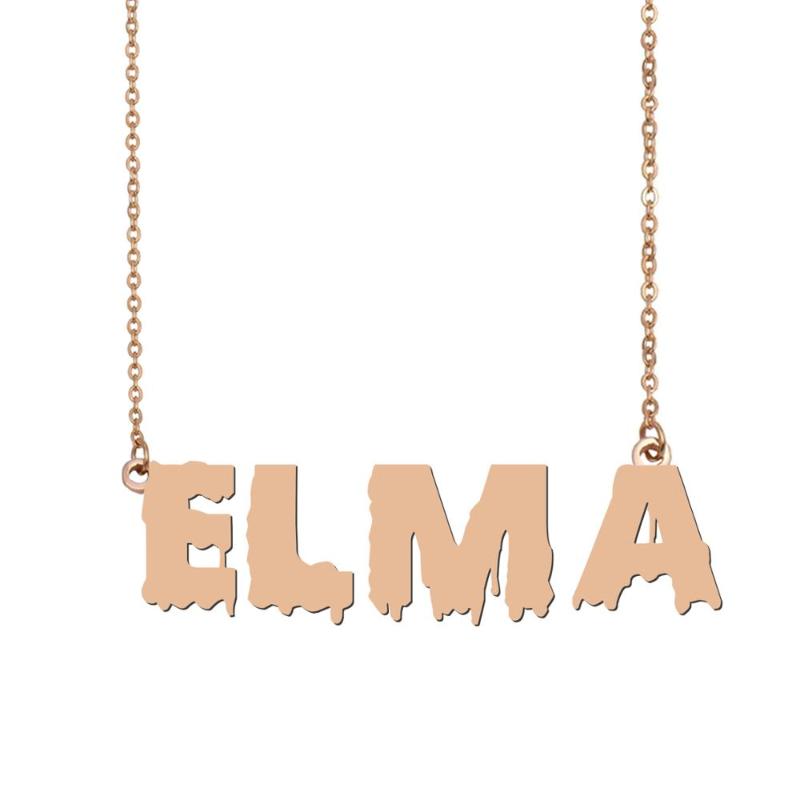 

Elma Name Necklace , Cool Bloody Art Name Necklace for Halloween and Santa's Day Jewelry Gift for Kids Boys Girls