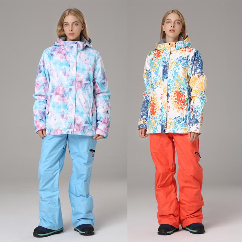 

Thick Warm Ski Suit Women Waterproof Windproof Skiing and Snowboarding Jacket Pants Set Female Winter Snow Costume Outdoor Wear, 01