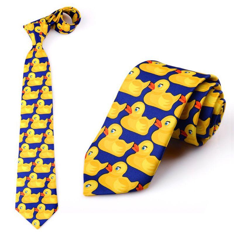 

Men Women Funny Yellow Duck Printed Necktie Imitation Silk Cosplay Party Business Suit Ties Neckwear Show Wedding Accessorie