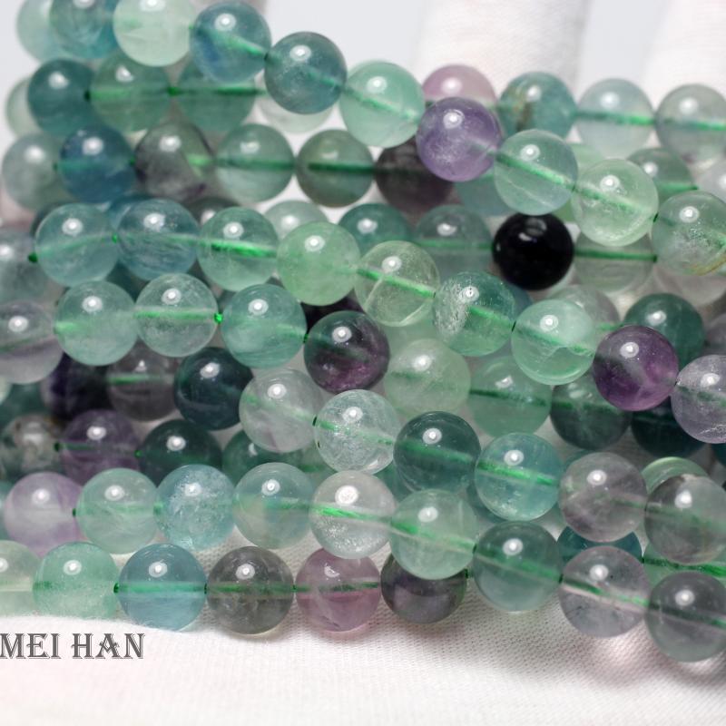 

Meihan wholesale Natural 6mm 8mm 10mm 12mm charms colorful fluorite smooth round beads stone for jewelry making design1