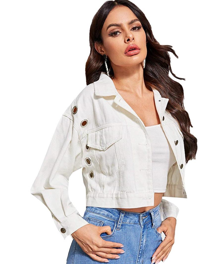 

Women's Button up Casual Crop Boyfriend Denim Jean Jacket, Black